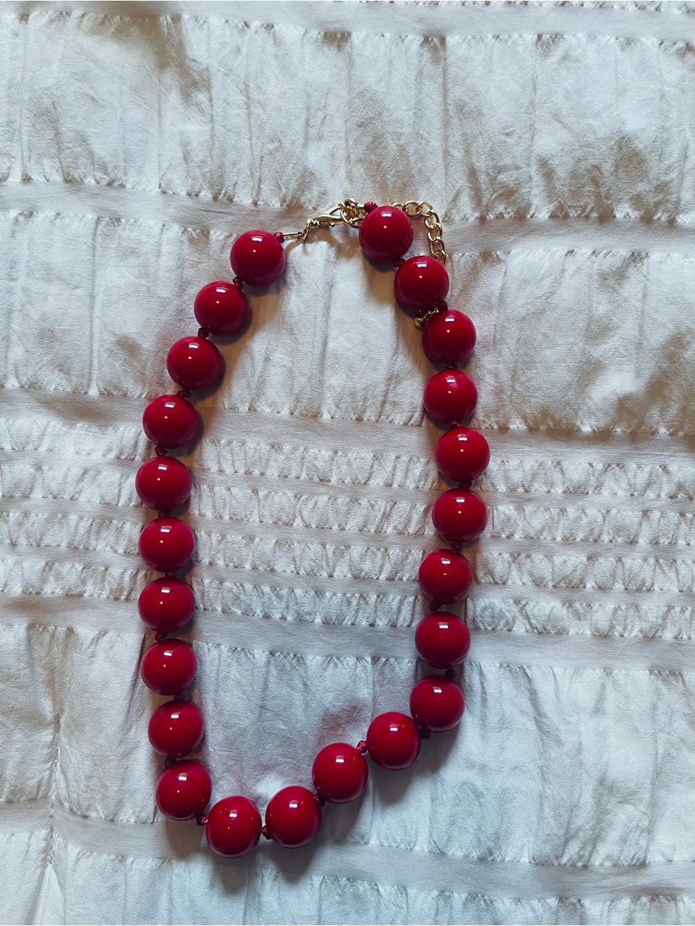 Dark Red Beaded Necklace - Classic Statement Necklace